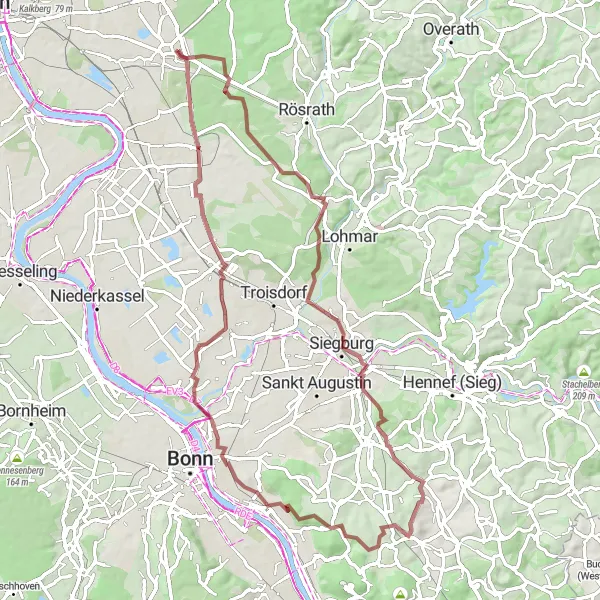 Map miniature of "Altenrath to Becken 3 Gravel Loop" cycling inspiration in Köln, Germany. Generated by Tarmacs.app cycling route planner