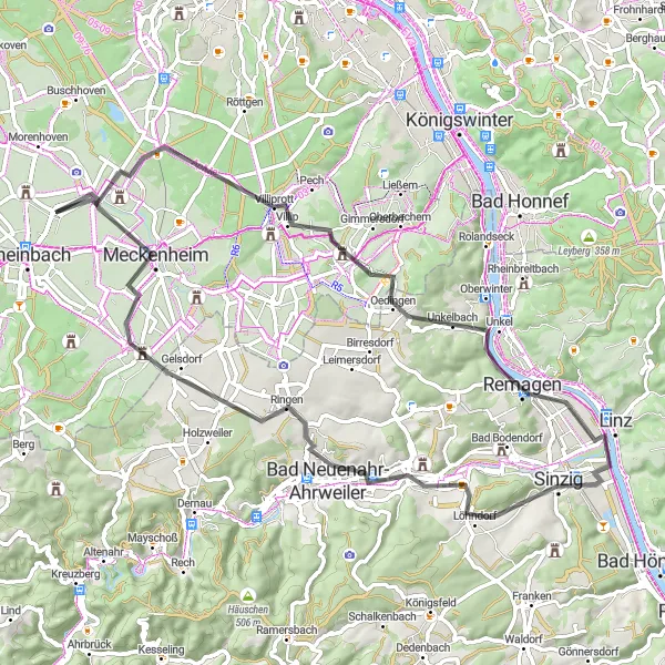 Map miniature of "The Ahr Valley Adventure" cycling inspiration in Köln, Germany. Generated by Tarmacs.app cycling route planner