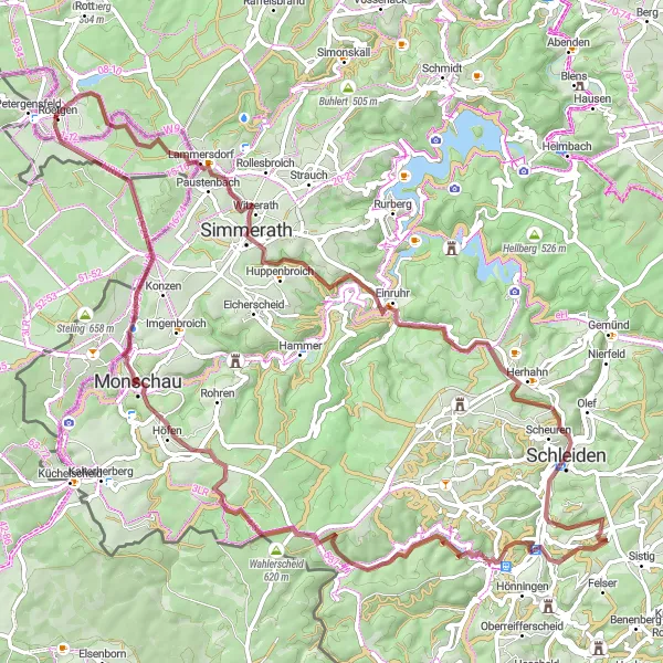 Karten-Miniaturansicht der Radinspiration "Eifel-Erkundung mit Abstecher nach Monschau" in Köln, Germany. Erstellt vom Tarmacs.app-Routenplaner für Radtouren