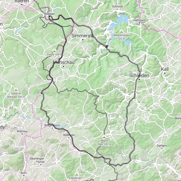 Map miniature of "Eifelkreuz Adventure" cycling inspiration in Köln, Germany. Generated by Tarmacs.app cycling route planner