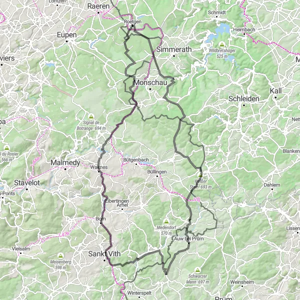 Map miniature of "Ride the Hills of Rohren" cycling inspiration in Köln, Germany. Generated by Tarmacs.app cycling route planner