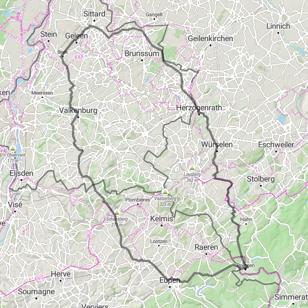 Karten-Miniaturansicht der Radinspiration "Die Grenzgänger-Route" in Köln, Germany. Erstellt vom Tarmacs.app-Routenplaner für Radtouren