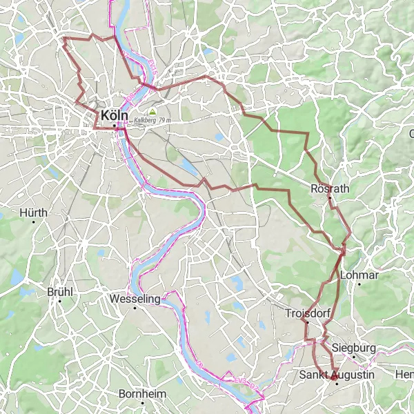 Karten-Miniaturansicht der Radinspiration "Gravelabenteuer in der Umgebung von Köln" in Köln, Germany. Erstellt vom Tarmacs.app-Routenplaner für Radtouren