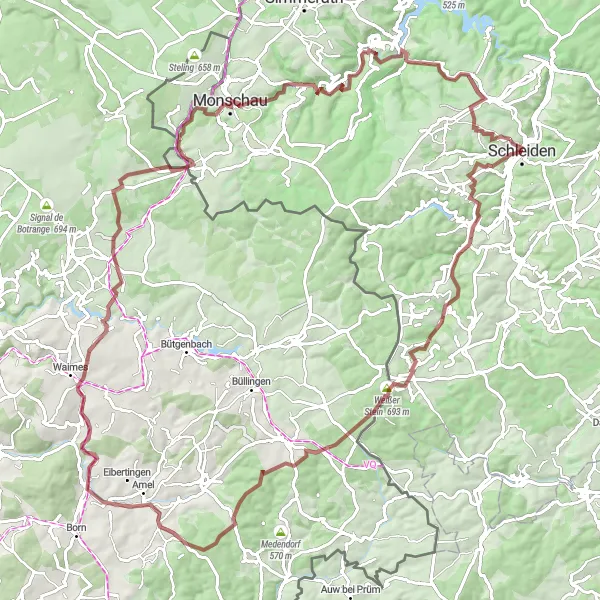 Map miniature of "The Eifel Gravel Adventure" cycling inspiration in Köln, Germany. Generated by Tarmacs.app cycling route planner