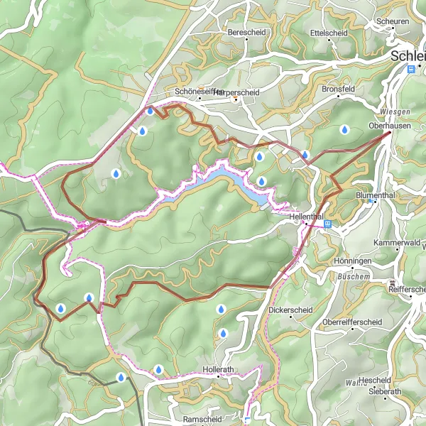 Map miniature of "Scenic Gravel Ride" cycling inspiration in Köln, Germany. Generated by Tarmacs.app cycling route planner