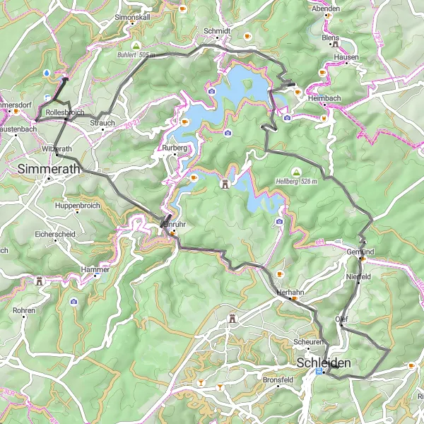 Map miniature of "The Rur Valley Challenge" cycling inspiration in Köln, Germany. Generated by Tarmacs.app cycling route planner