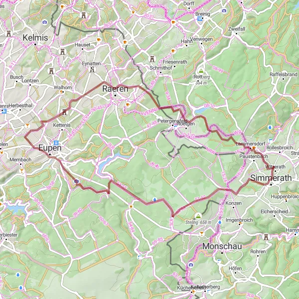 Map miniature of "Eifel Gravel Adventure" cycling inspiration in Köln, Germany. Generated by Tarmacs.app cycling route planner