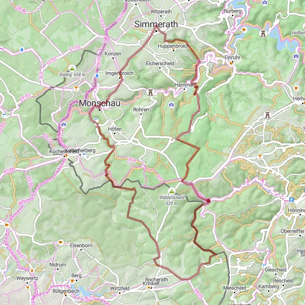 Karten-Miniaturansicht der Radinspiration "Rund um Simmerath: Entdeckungstour durch die Natur" in Köln, Germany. Erstellt vom Tarmacs.app-Routenplaner für Radtouren