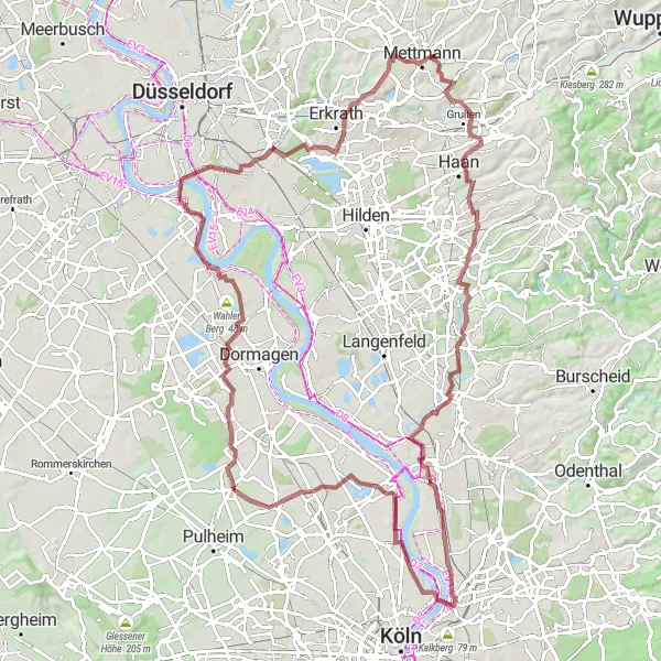 Map miniature of "Sinnersdorf Gravel Adventure" cycling inspiration in Köln, Germany. Generated by Tarmacs.app cycling route planner