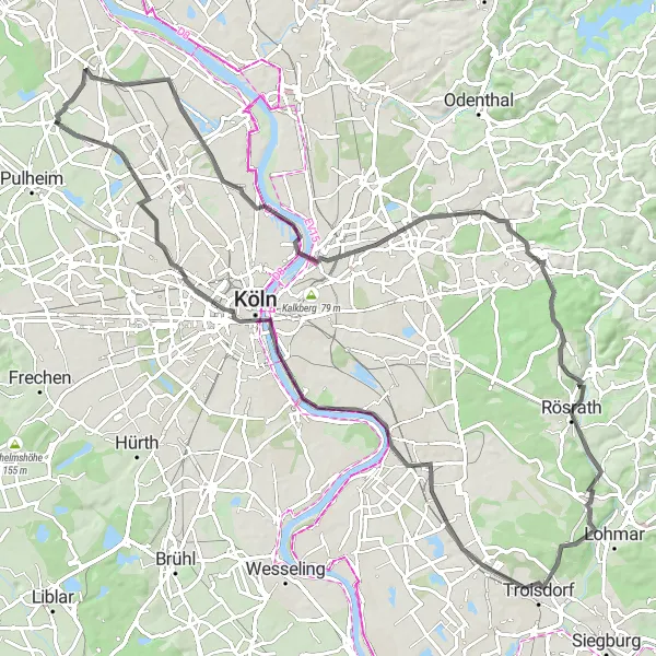 Map miniature of "Sinnersdorf Country Tour" cycling inspiration in Köln, Germany. Generated by Tarmacs.app cycling route planner
