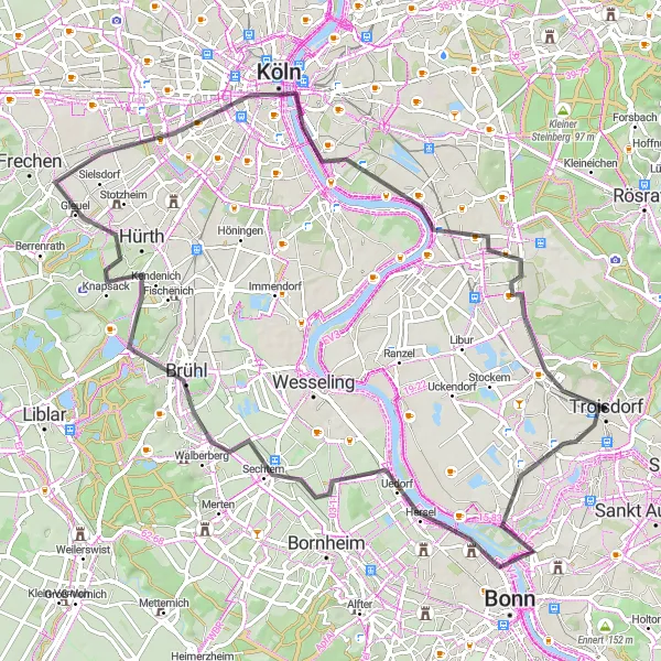 Karten-Miniaturansicht der Radinspiration "Erkundung der Schweizer Aussicht auf dem Roadtrip" in Köln, Germany. Erstellt vom Tarmacs.app-Routenplaner für Radtouren