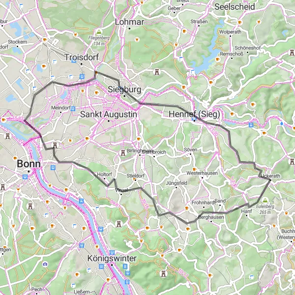 Karten-Miniaturansicht der Radinspiration "Historische Ortschaften und spektakuläre Aussichten" in Köln, Germany. Erstellt vom Tarmacs.app-Routenplaner für Radtouren