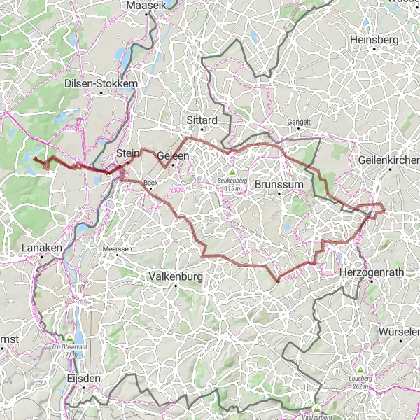 Map miniature of "Scenic Gravel Loop near Übach-Palenberg" cycling inspiration in Köln, Germany. Generated by Tarmacs.app cycling route planner