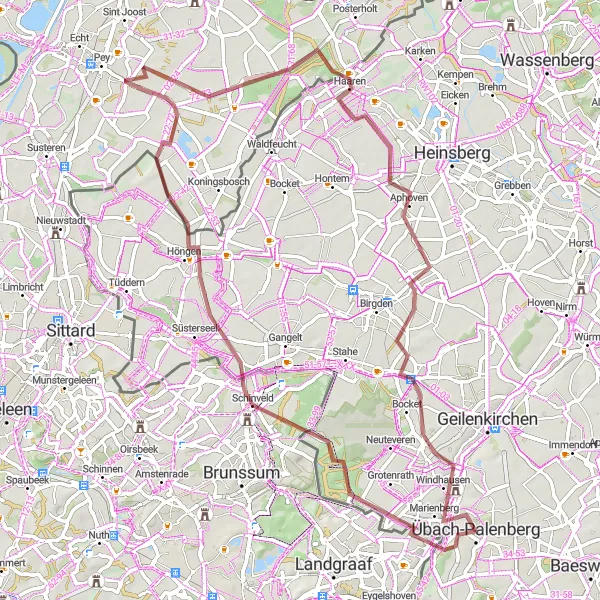 Map miniature of "Hidden Gravel Gems" cycling inspiration in Köln, Germany. Generated by Tarmacs.app cycling route planner