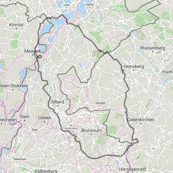 Map miniature of "Challenging Road Loop from Übach-Palenberg" cycling inspiration in Köln, Germany. Generated by Tarmacs.app cycling route planner