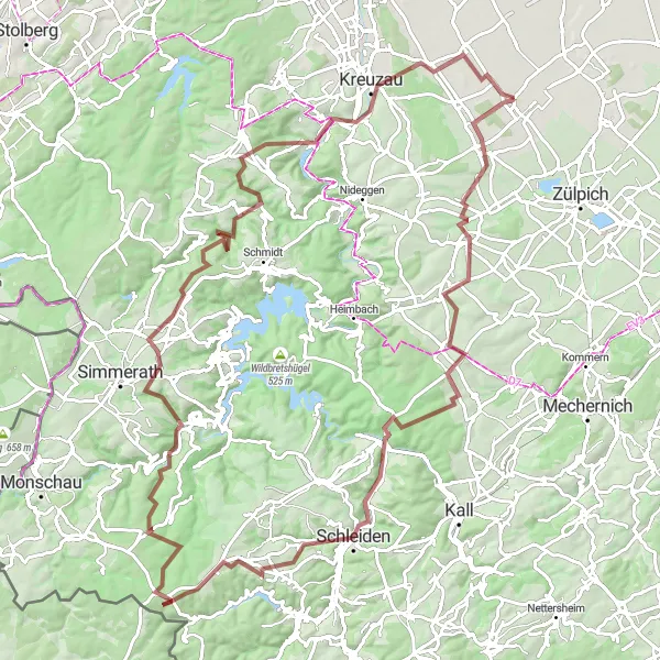 Map miniature of "Exploring Eifel" cycling inspiration in Köln, Germany. Generated by Tarmacs.app cycling route planner