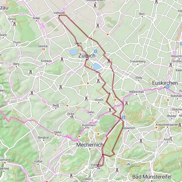 Map miniature of "Discover Countryside" cycling inspiration in Köln, Germany. Generated by Tarmacs.app cycling route planner