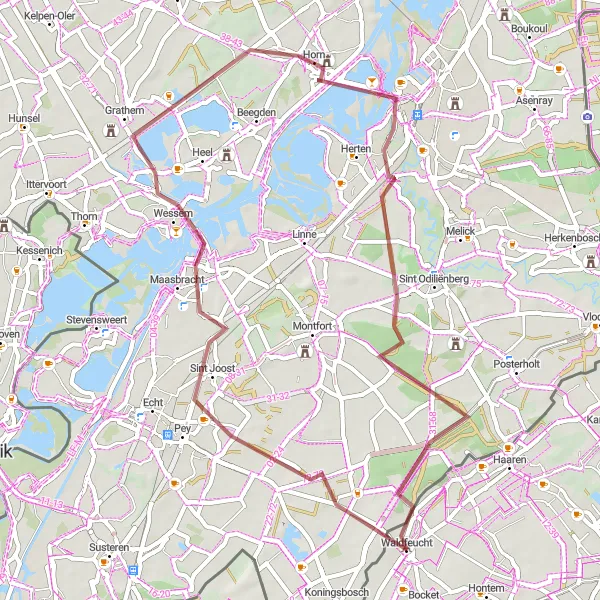 Map miniature of "Countryside Ride to Putbroek" cycling inspiration in Köln, Germany. Generated by Tarmacs.app cycling route planner
