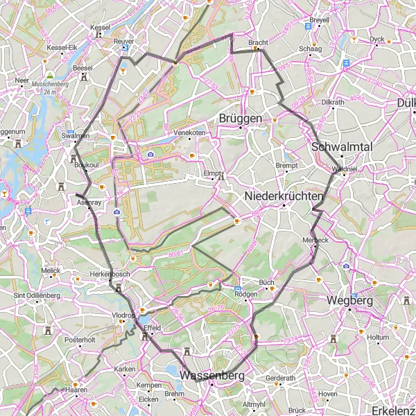 Map miniature of "The Tower and Wetlands Route" cycling inspiration in Köln, Germany. Generated by Tarmacs.app cycling route planner