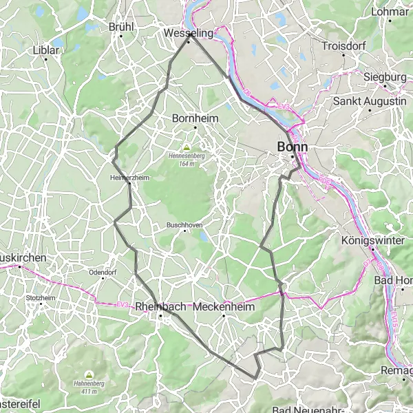 Karten-Miniaturansicht der Radinspiration "Rheinradweg von Köln nach Bonn" in Köln, Germany. Erstellt vom Tarmacs.app-Routenplaner für Radtouren
