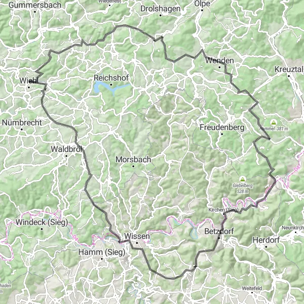 Karten-Miniaturansicht der Radinspiration "Spannende Road-Tour durch das Bergische Land" in Köln, Germany. Erstellt vom Tarmacs.app-Routenplaner für Radtouren