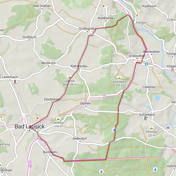 Karten-Miniaturansicht der Radinspiration "Rund um Lausicker Berg" in Leipzig, Germany. Erstellt vom Tarmacs.app-Routenplaner für Radtouren