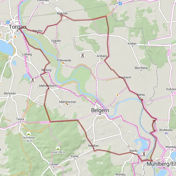 Map miniature of "Altbelgern Circuit" cycling inspiration in Leipzig, Germany. Generated by Tarmacs.app cycling route planner