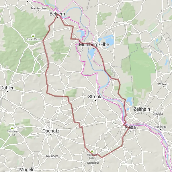 Karten-Miniaturansicht der Radinspiration "Abenteuerliche Schottertour durch die Region" in Leipzig, Germany. Erstellt vom Tarmacs.app-Routenplaner für Radtouren