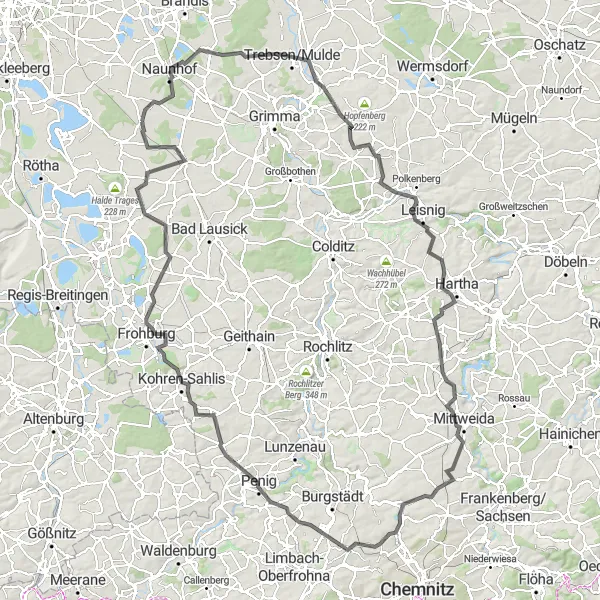 Karten-Miniaturansicht der Radinspiration "Historische Rundtour um Leipzig" in Leipzig, Germany. Erstellt vom Tarmacs.app-Routenplaner für Radtouren