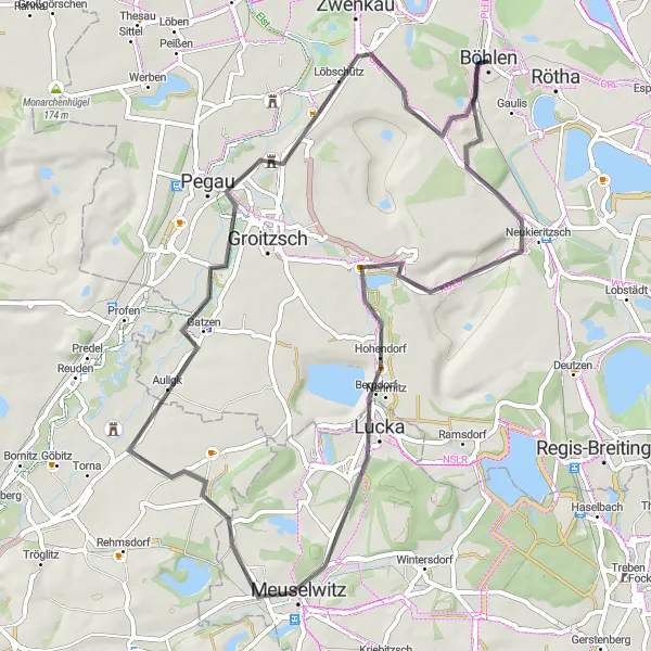 Map miniature of "Lippendorf Highlights" cycling inspiration in Leipzig, Germany. Generated by Tarmacs.app cycling route planner