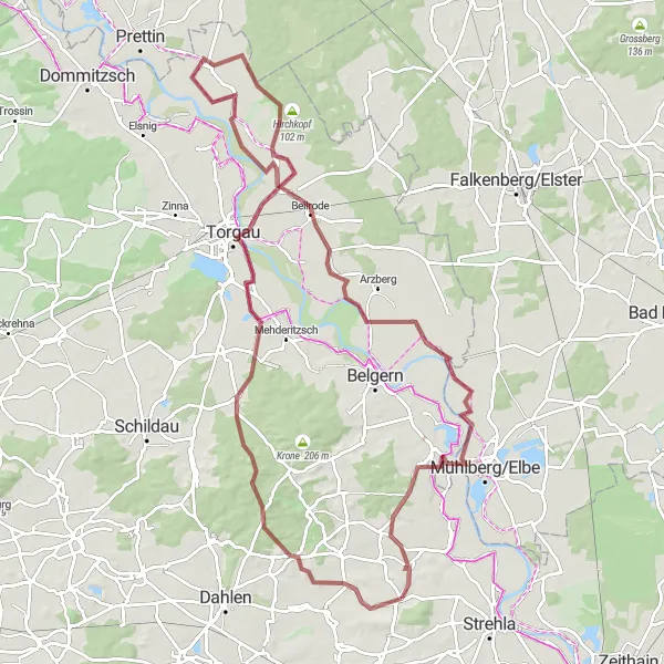 Map miniature of "Off-road Adventure" cycling inspiration in Leipzig, Germany. Generated by Tarmacs.app cycling route planner