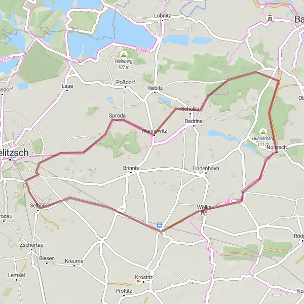 Karten-Miniaturansicht der Radinspiration "Die Heiligenberg-Route" in Leipzig, Germany. Erstellt vom Tarmacs.app-Routenplaner für Radtouren