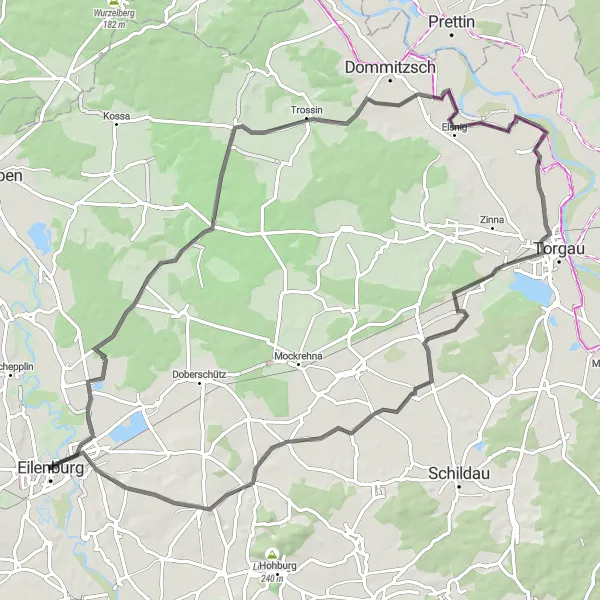 Map miniature of "Road Cycling Expanse from Eilenburg to Eilenburg-Ost" cycling inspiration in Leipzig, Germany. Generated by Tarmacs.app cycling route planner