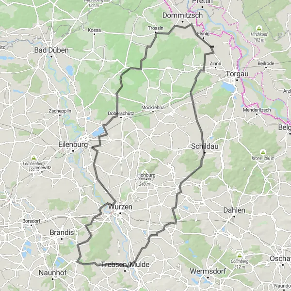 Karten-Miniaturansicht der Radinspiration "Road Cycling Rundkurs ab Neiden" in Leipzig, Germany. Erstellt vom Tarmacs.app-Routenplaner für Radtouren