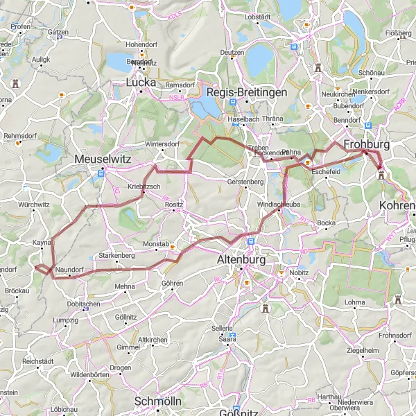 Karten-Miniaturansicht der Radinspiration "Gravel-Tour durch das Leipziger Land" in Leipzig, Germany. Erstellt vom Tarmacs.app-Routenplaner für Radtouren