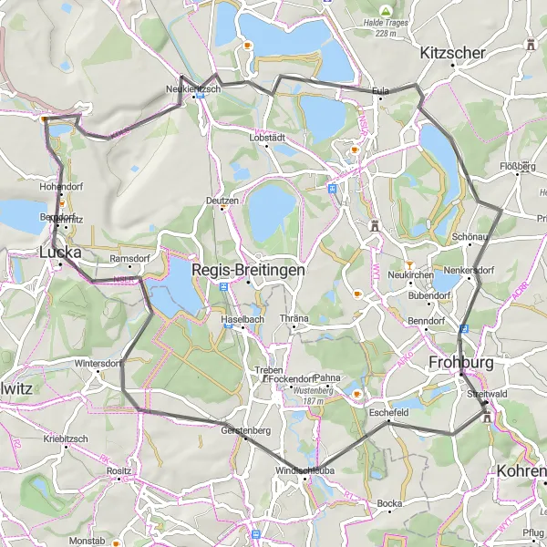 Map miniature of "Enchanted Landscapes Tour" cycling inspiration in Leipzig, Germany. Generated by Tarmacs.app cycling route planner