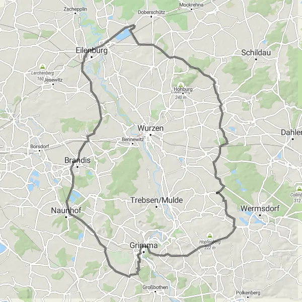 Karten-Miniaturansicht der Radinspiration "Radtour durch die Berge und Täler" in Leipzig, Germany. Erstellt vom Tarmacs.app-Routenplaner für Radtouren