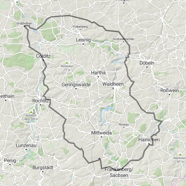 Karten-Miniaturansicht der Radinspiration "Herausfordernde Fahrradtour rund um Leipzig" in Leipzig, Germany. Erstellt vom Tarmacs.app-Routenplaner für Radtouren
