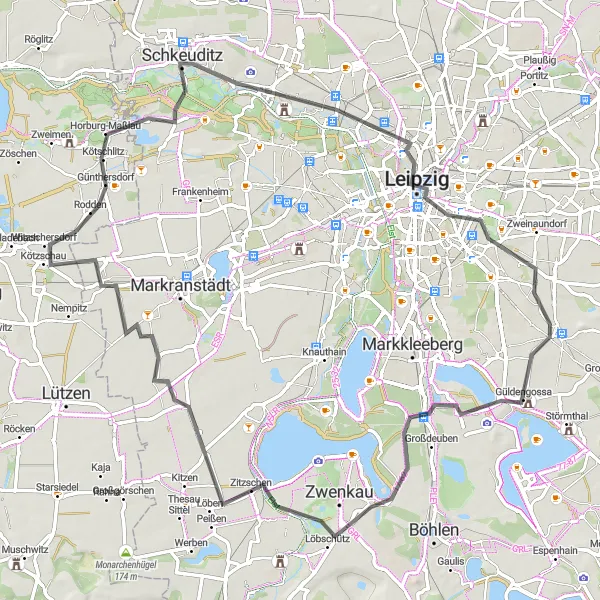 Map miniature of "The Leipzig Heritage Tour" cycling inspiration in Leipzig, Germany. Generated by Tarmacs.app cycling route planner