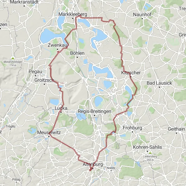 Map miniature of "Leipzig Gravel Challenge" cycling inspiration in Leipzig, Germany. Generated by Tarmacs.app cycling route planner