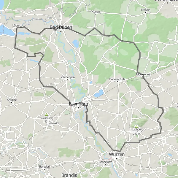 Map miniature of "The Leipzig Loop" cycling inspiration in Leipzig, Germany. Generated by Tarmacs.app cycling route planner