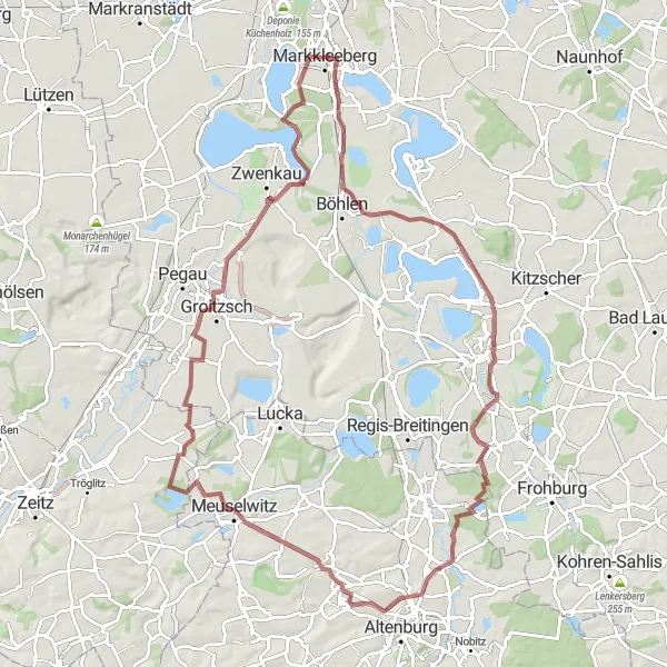 Karten-Miniaturansicht der Radinspiration "Entdecke die Natur auf dem Gravel-Radweg" in Leipzig, Germany. Erstellt vom Tarmacs.app-Routenplaner für Radtouren