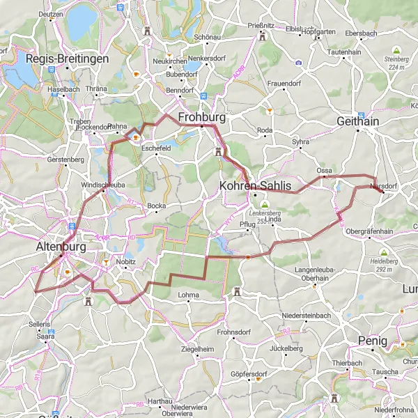 Karten-Miniaturansicht der Radinspiration "Rundtour durch Paditz" in Leipzig, Germany. Erstellt vom Tarmacs.app-Routenplaner für Radtouren
