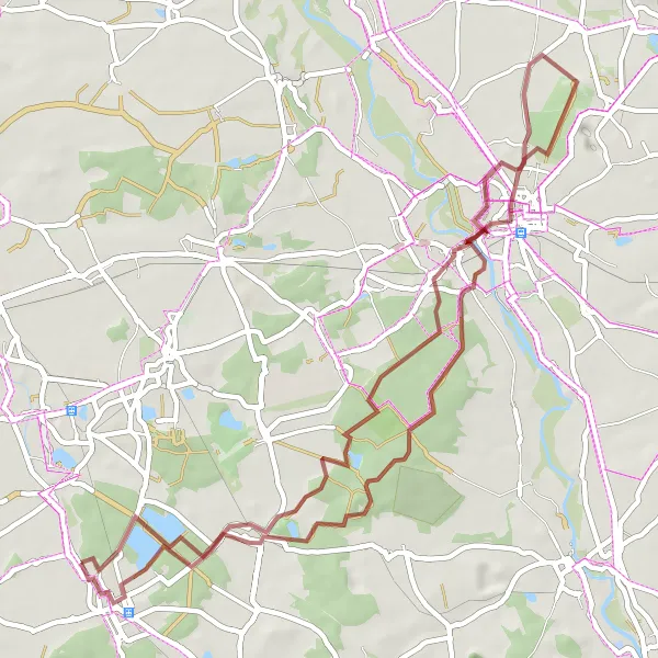 Map miniature of "Gravel Serenity" cycling inspiration in Leipzig, Germany. Generated by Tarmacs.app cycling route planner