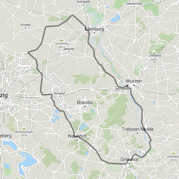 Karten-Miniaturansicht der Radinspiration "Geschichtsträchtige Orte entlang der Radroute" in Leipzig, Germany. Erstellt vom Tarmacs.app-Routenplaner für Radtouren