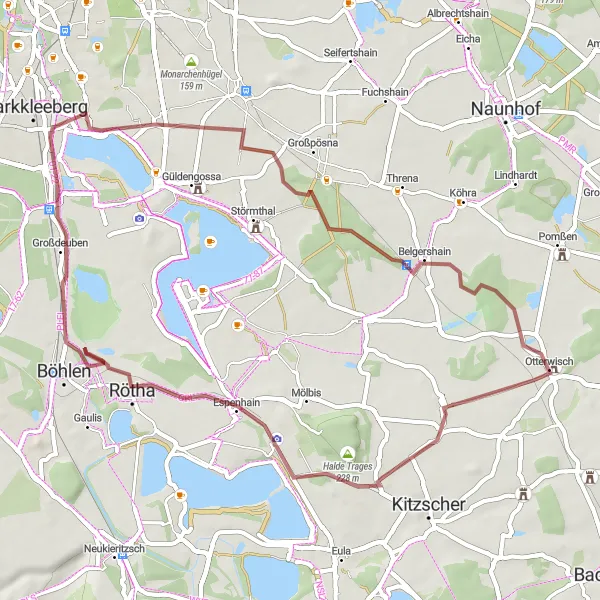 Karten-Miniaturansicht der Radinspiration "Rundweg von Otterwisch" in Leipzig, Germany. Erstellt vom Tarmacs.app-Routenplaner für Radtouren