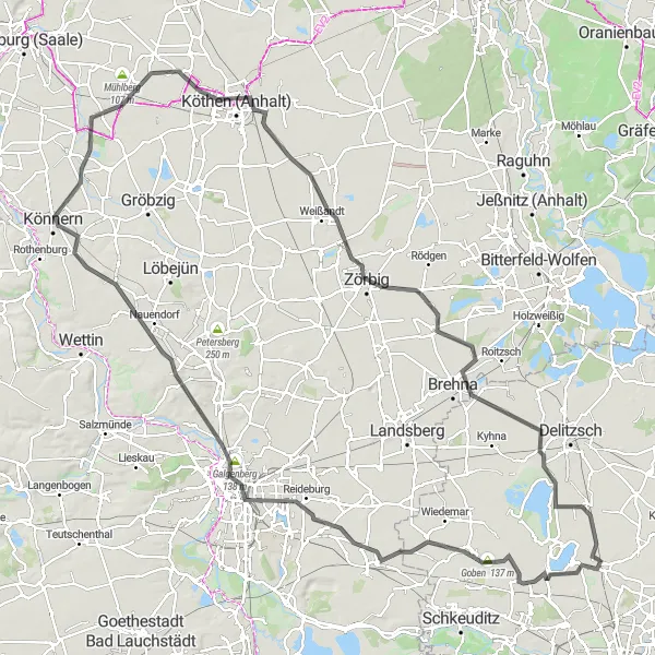 Karten-Miniaturansicht der Radinspiration "Abenteuerliche Tour nach Zschortau" in Leipzig, Germany. Erstellt vom Tarmacs.app-Routenplaner für Radtouren