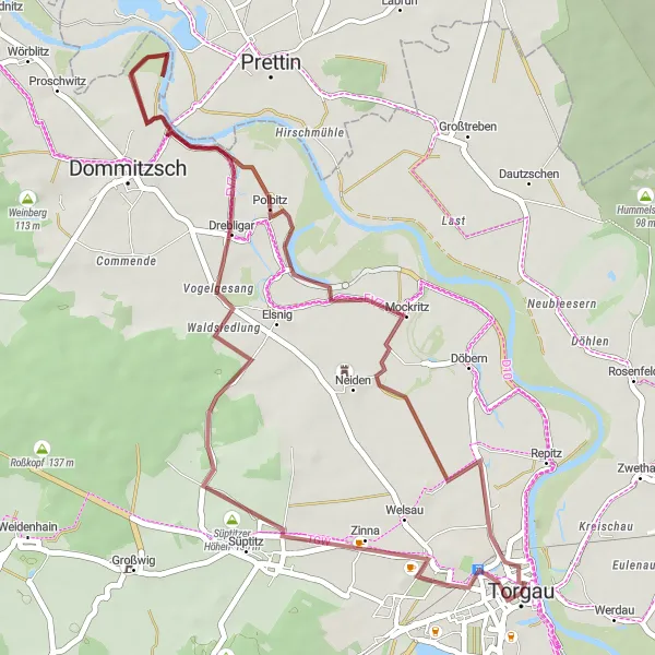 Karten-Miniaturansicht der Radinspiration "Torgau Umgebung Route 3" in Leipzig, Germany. Erstellt vom Tarmacs.app-Routenplaner für Radtouren