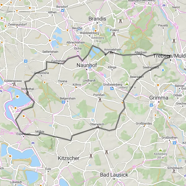 Map miniature of "Leipzig and Beyond" cycling inspiration in Leipzig, Germany. Generated by Tarmacs.app cycling route planner