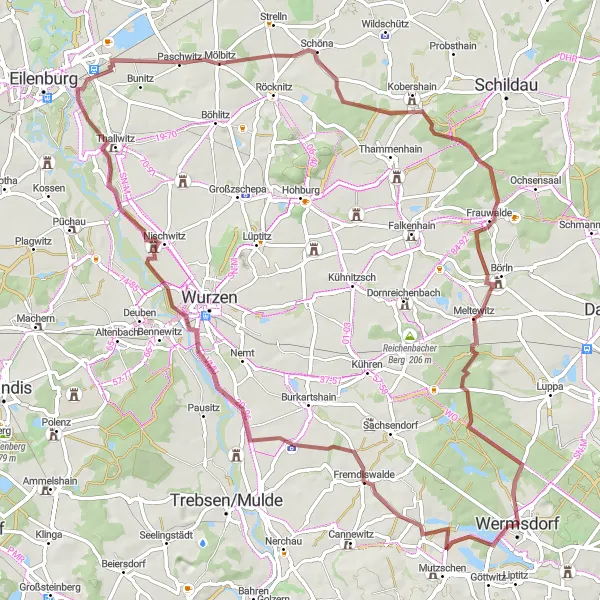 Karten-Miniaturansicht der Radinspiration "Grüne Oase Gravel Tour" in Leipzig, Germany. Erstellt vom Tarmacs.app-Routenplaner für Radtouren